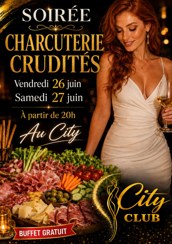 🍽️ BUFFET AU CITY CLUB 🍽️



Tous les vendredis et samedis, le City Club vous accueille à partir de 20h autour d’un buffet gourmand et convivial.



Venez profiter d’un moment de détente, d’une ambiance chaleureuse et d’une soirée placée sous le signe du partage et de la bonne humeur ✨



📍 City Club

📅 Tous les vendredis & samedis

🕗 À partir de 20h

🍴 Buffet varié



On vous attend nombreux pour passer une belle soirée ensemble ! 🔥



L’équipe du City 💋